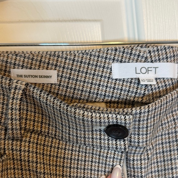 LOFT Mini Houndstooth Slim Dress Pants - Picture 2 of 4